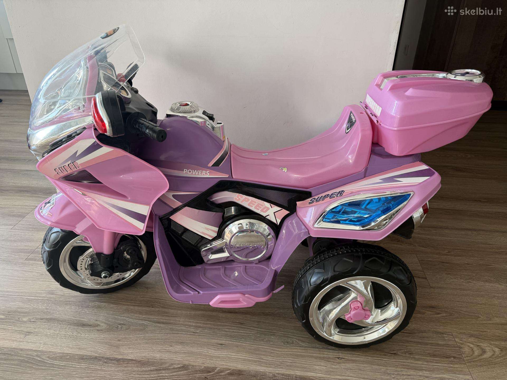 Elektrinė mašinėlė rožinis triratis motociklas