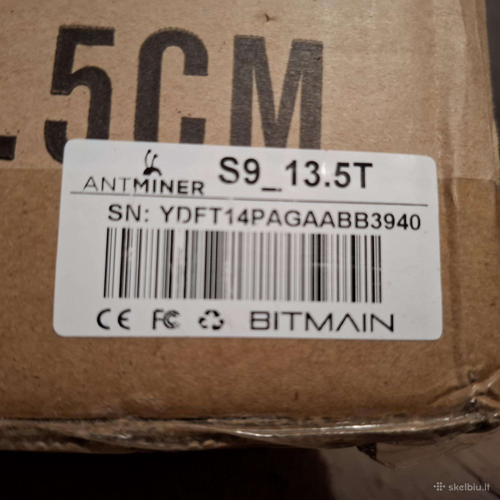 Mažai naudotas antminer S9_13.5 90 eur.