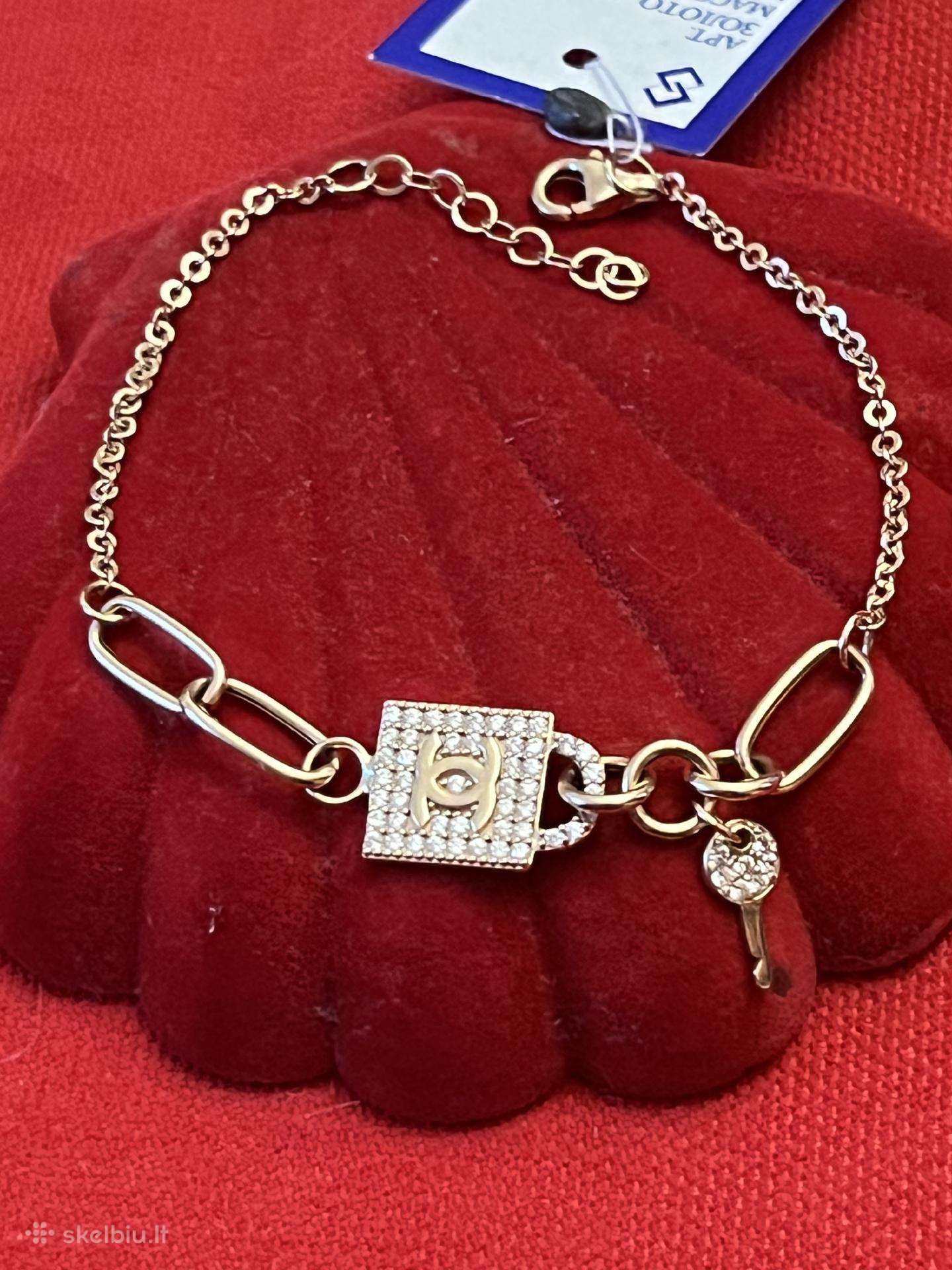 Prabangi išskirtinė auksinė Chanel apyrankė-koljė