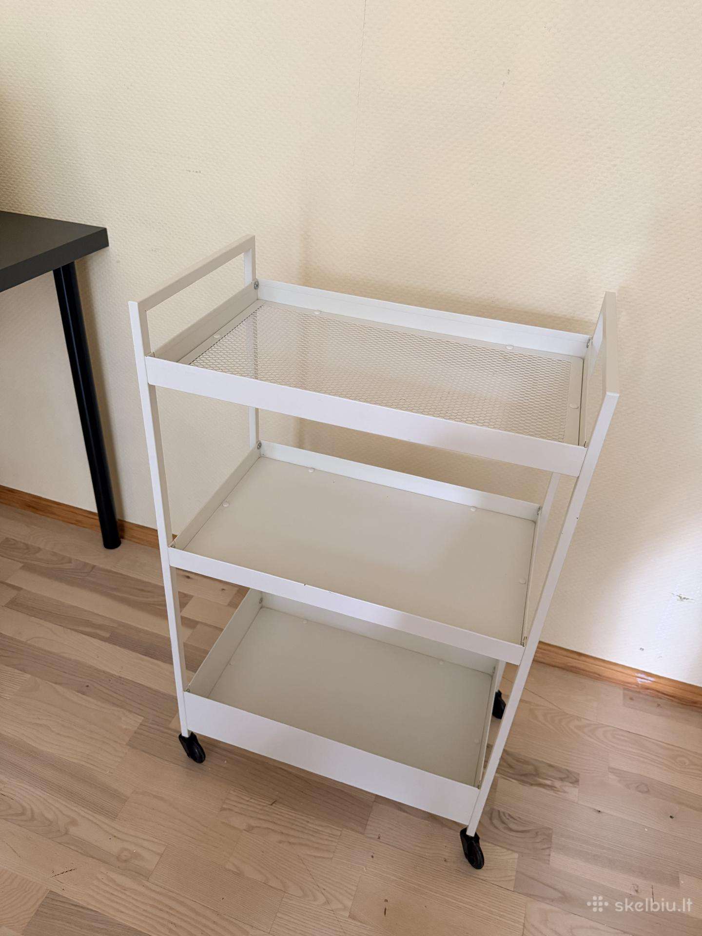 Ikea Nissafors baltas metalinis vežimėlis