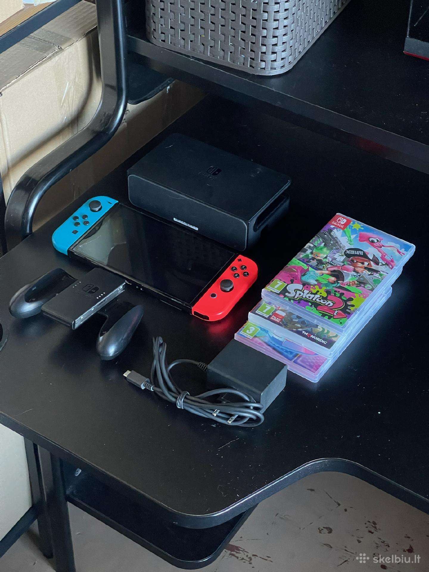 Nintendo Switch Oled Neon, 64gb su priedais