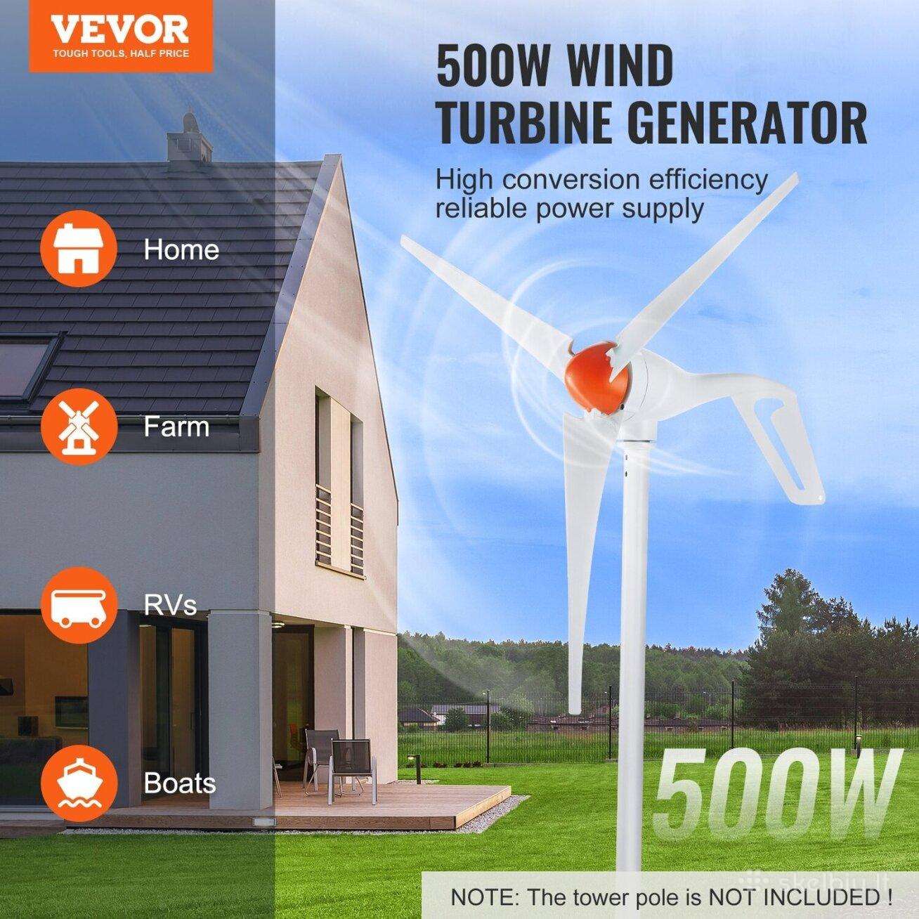 Vėjo turbinos generatorius 500 W 12 V su valdikliu