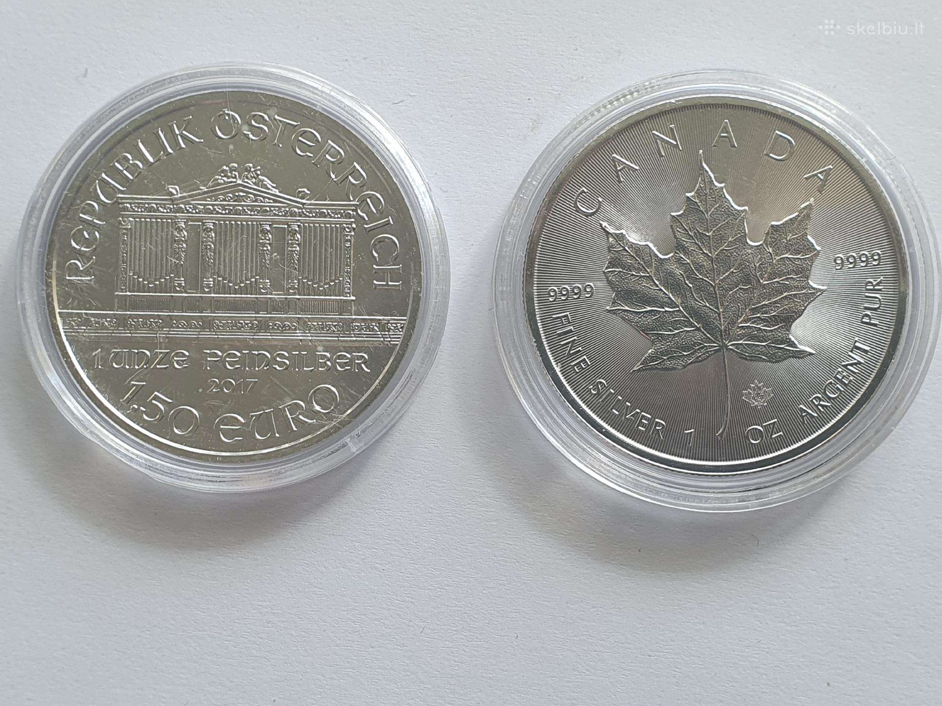 1 oz Austrijos, Kanados sidabrinės monetos