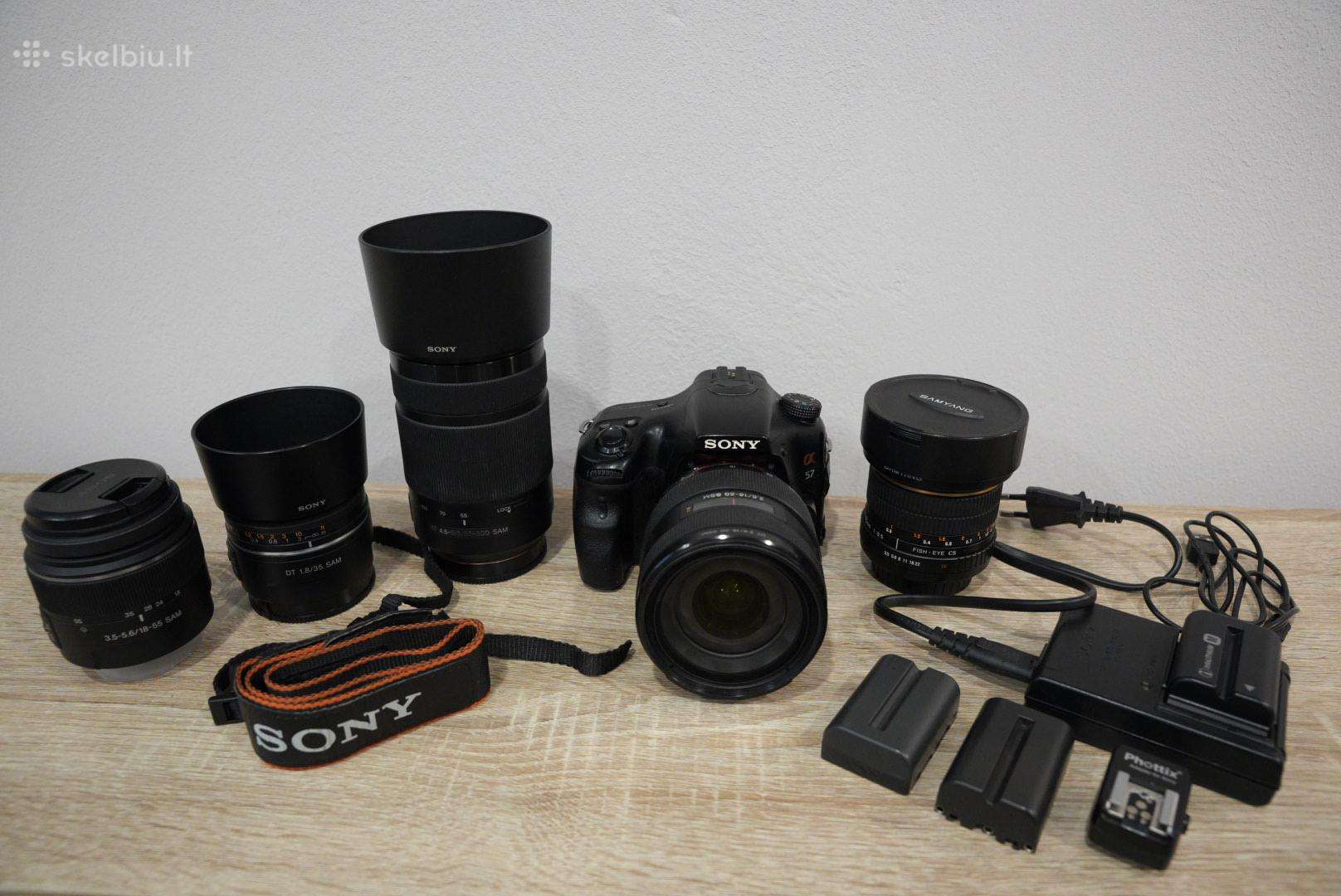 Fotoaparatas Sony A57 + 5 objektyvai ir aksesuarai