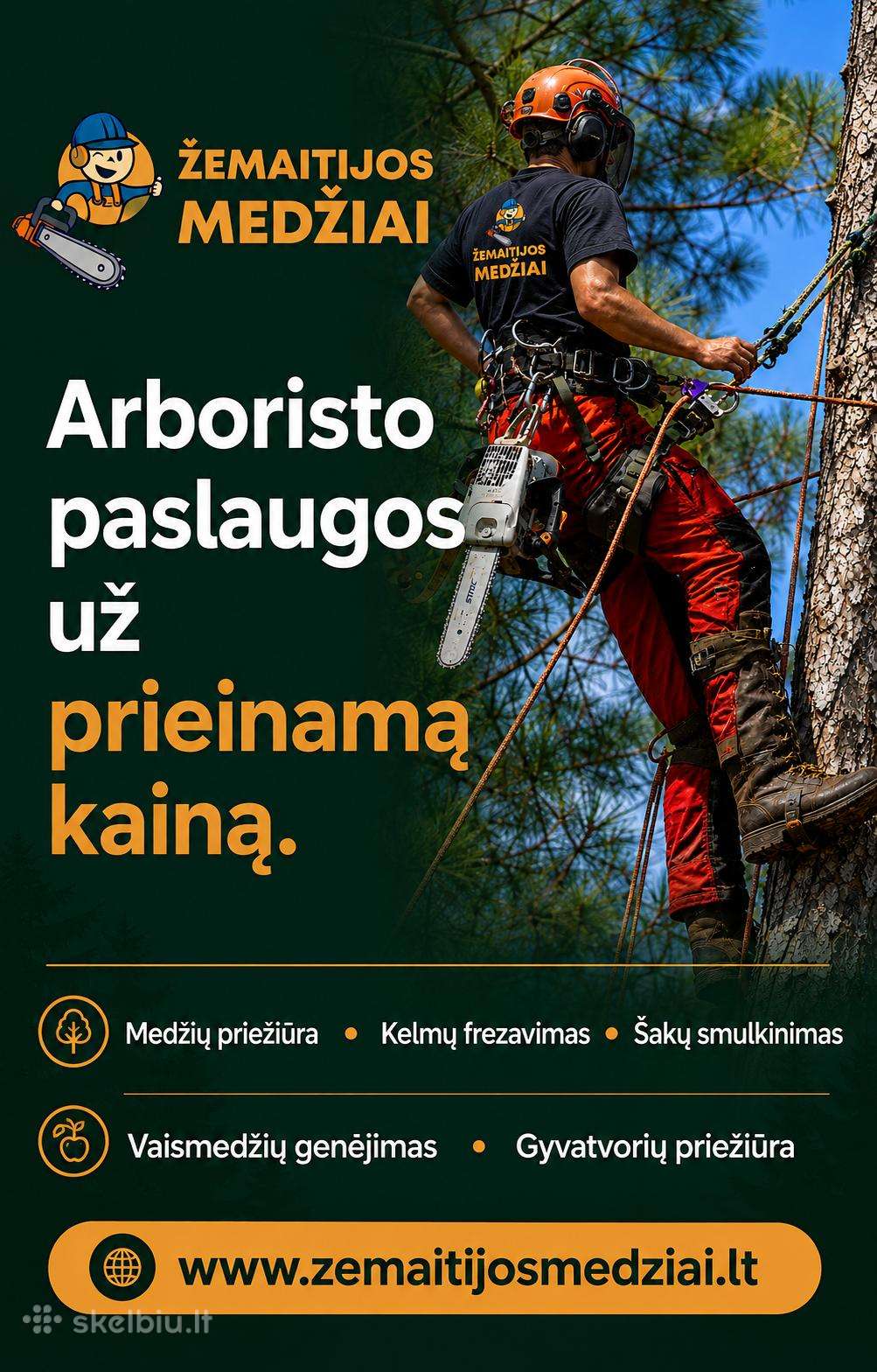 Medžių,krūmų pjovimas,genėjimas,kelmų frezavimas