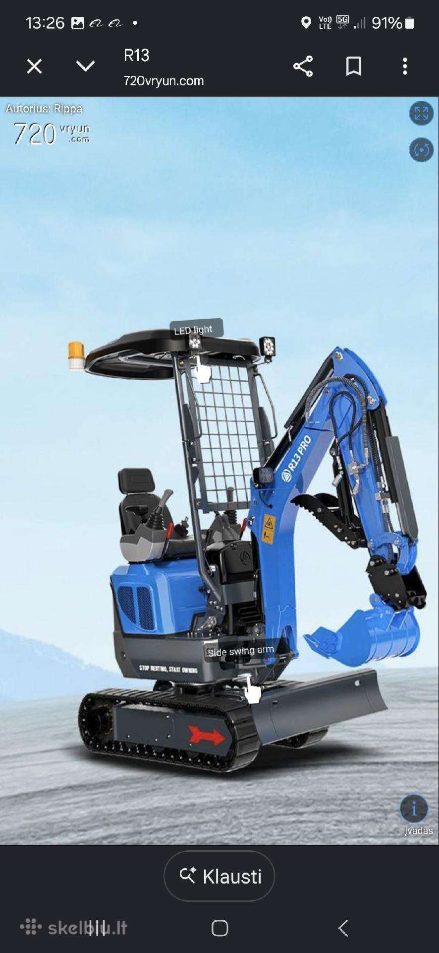 Rippa R13 Pro mini ekskavatorius