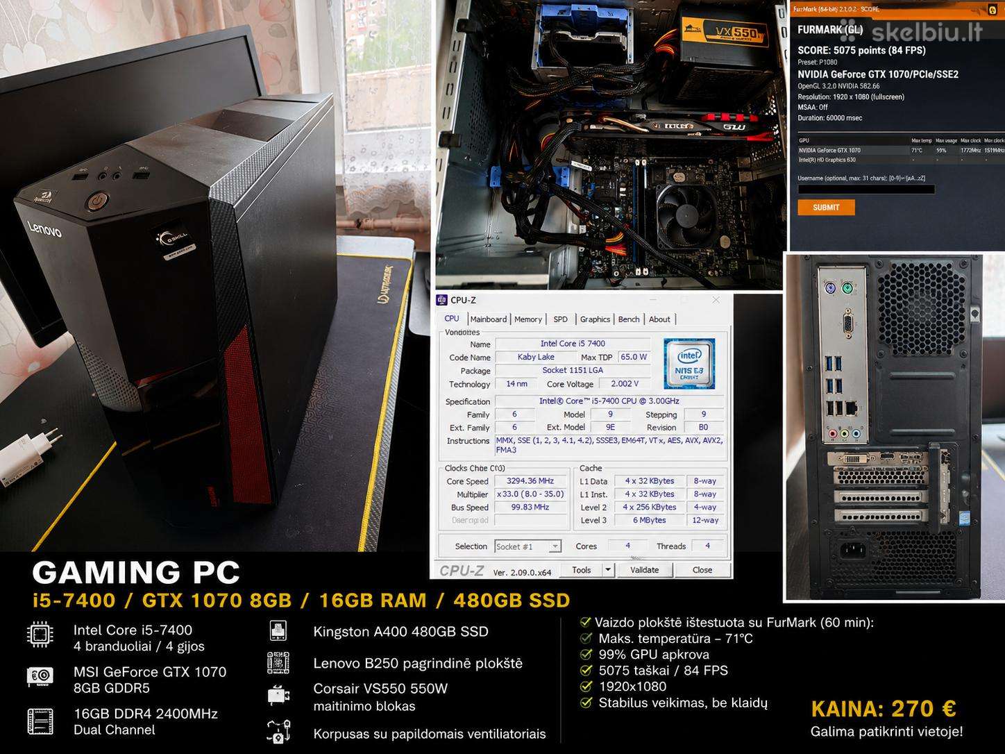 Gaming Pc i5-7400 / Gtx 1070 8gb / 16gb RAM