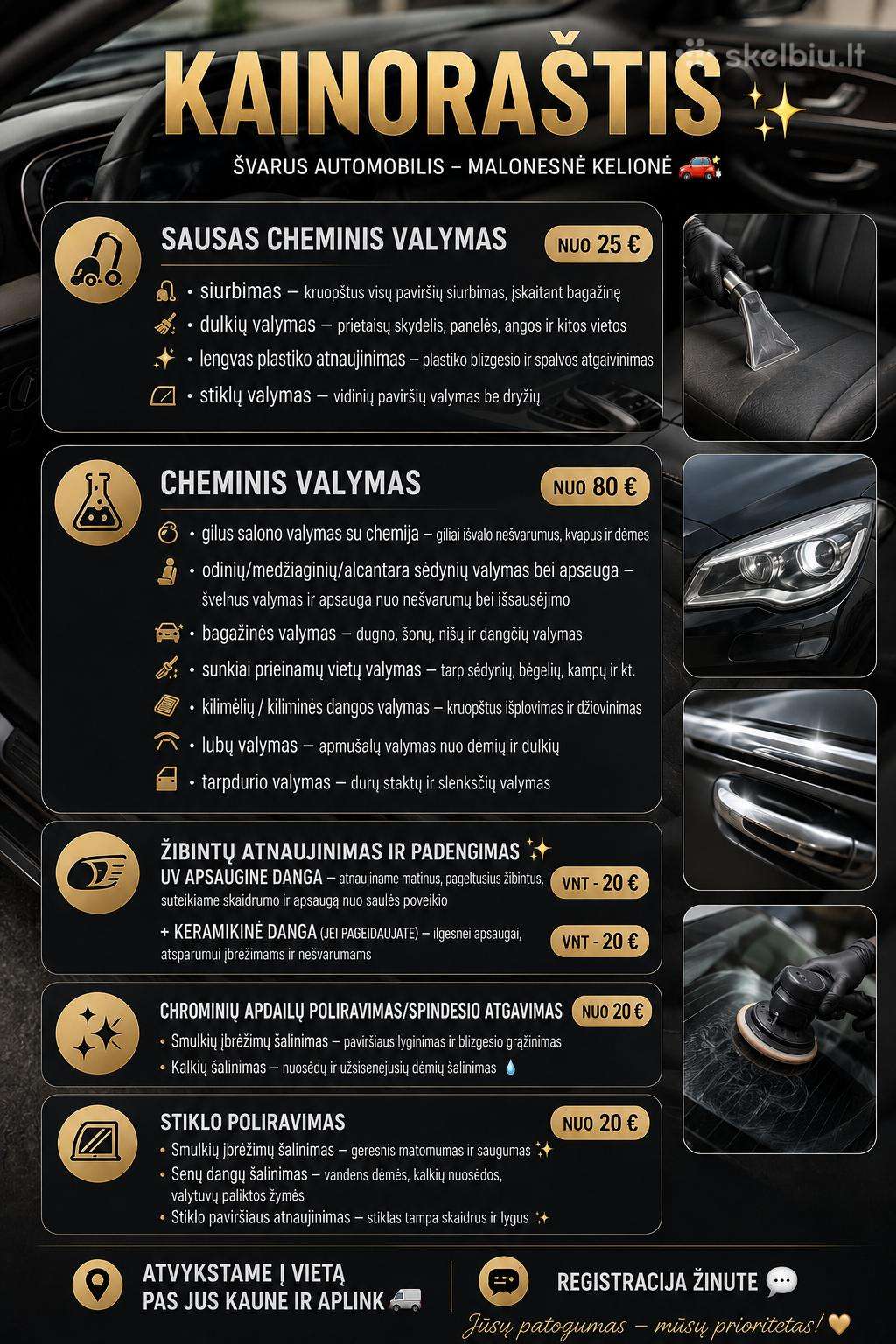 Automobilių sausas ir giluminis cheminis valymas