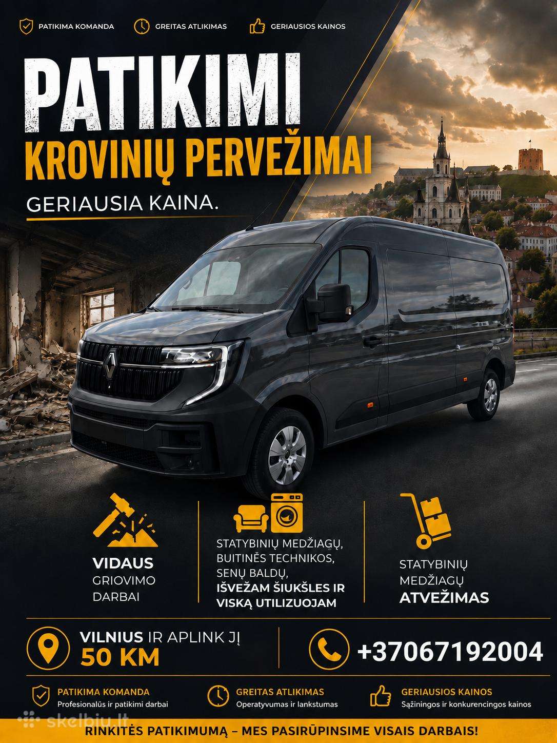 Griovimo darbai, statybinių šiūkšlių išvežimas