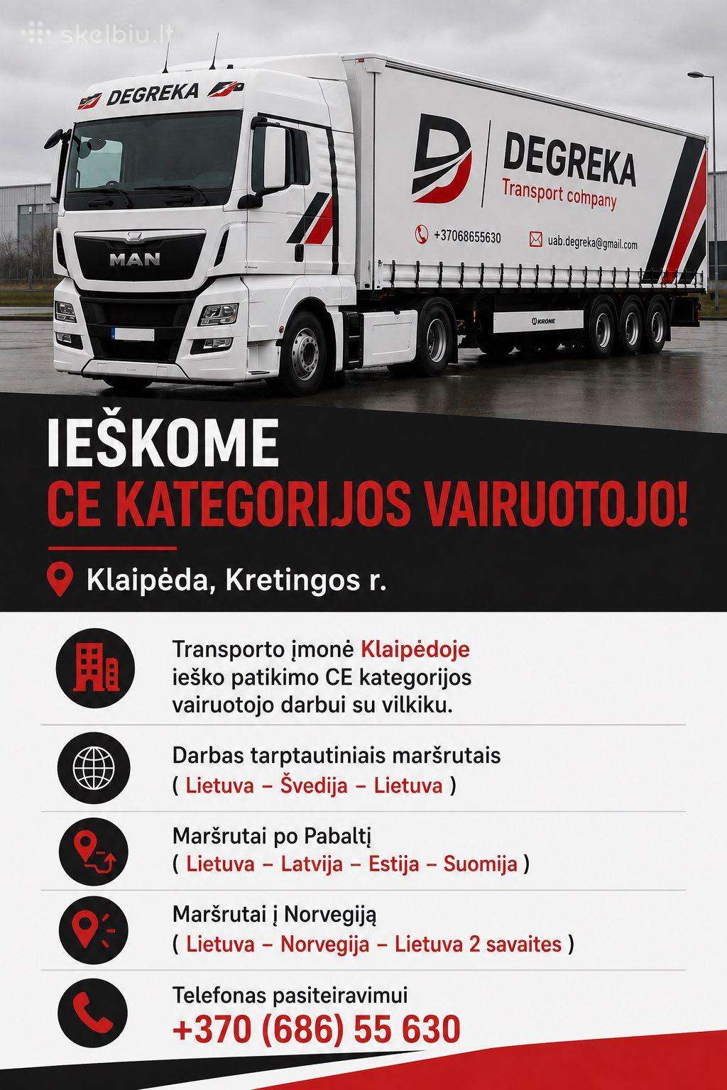 CE kategorijos vairuotojai Klaipėdos rajonas