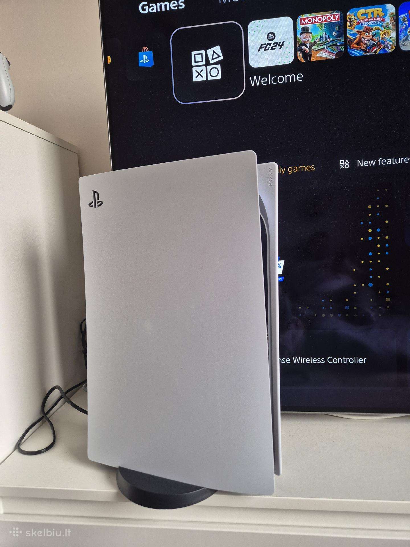 Ps5 825gb Digital white + 2 pulteliai + pakrovėjas