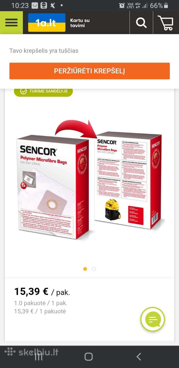 Parduodu dulkiu siurbli sencor svc 45 Bk