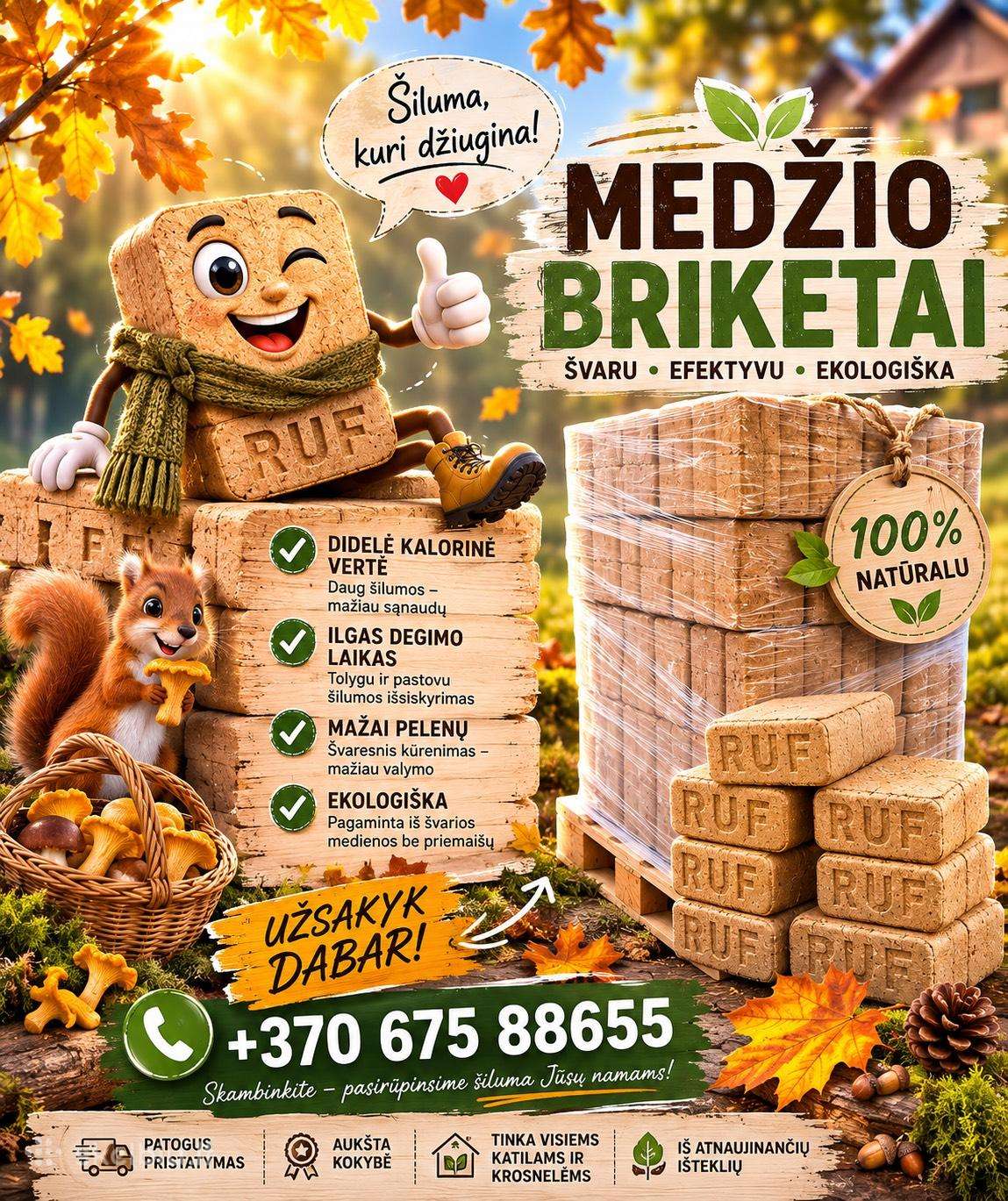 Briketai*ruff*mišrus*anglis*granulės* 399€
