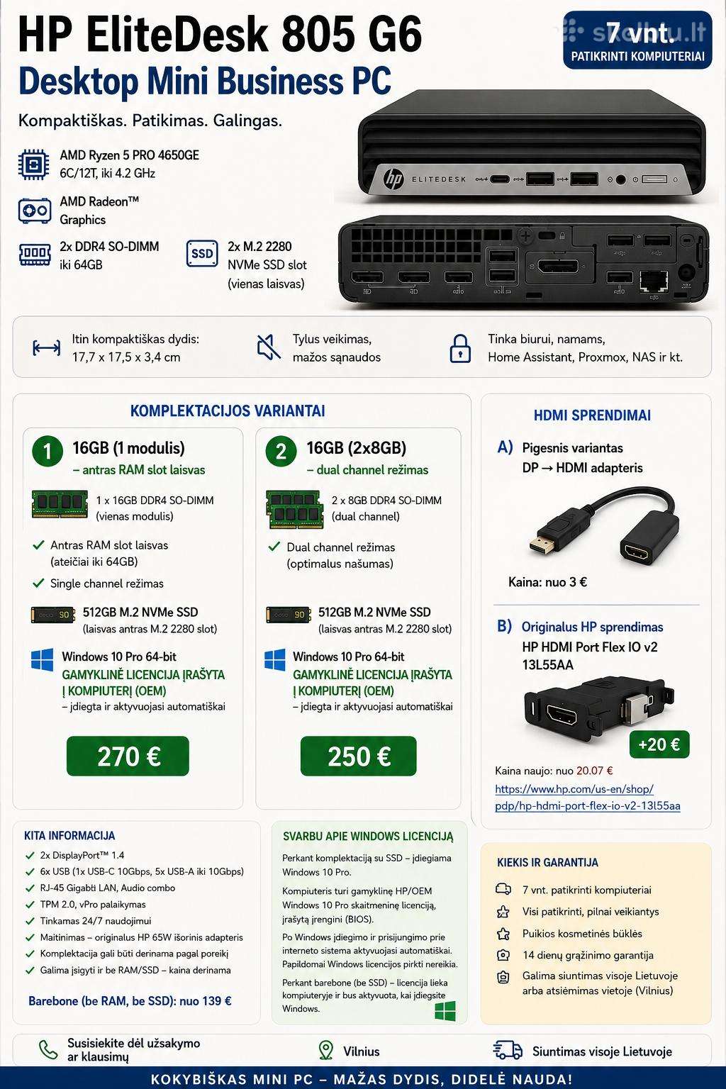 Hp Elitedesk 805 G6 mini (atnaujinti)
