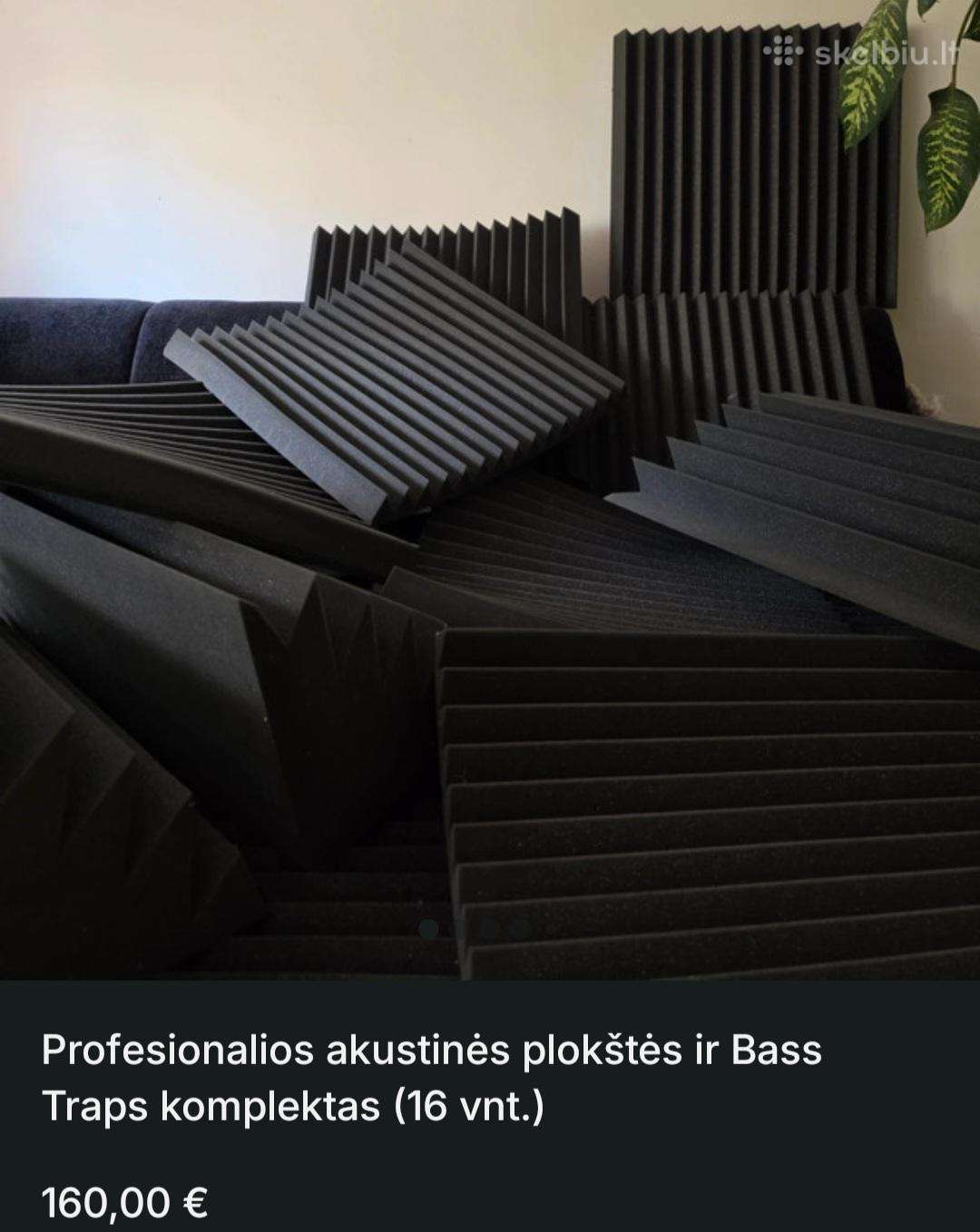 Akustinės plokštės: 12vnt. + 4 bass traps (160€)