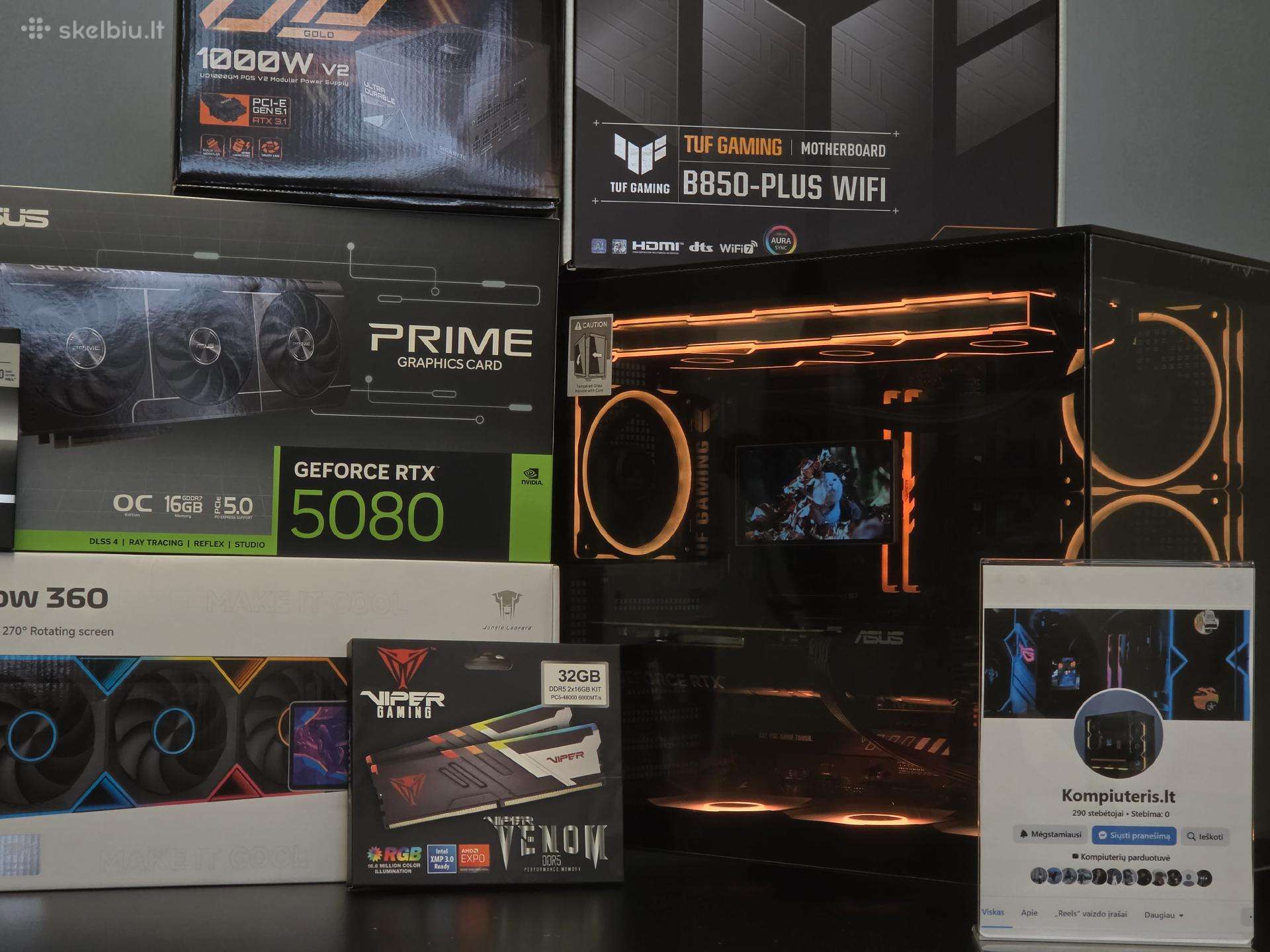 Ryzen 7 9800x3d, Rtx 5080 kompiuteris, 32gb, 2tb