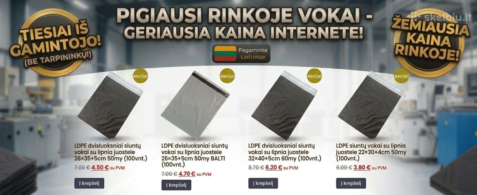 Pigiausi kurjeriniai siuntų vokai Lietuvoje