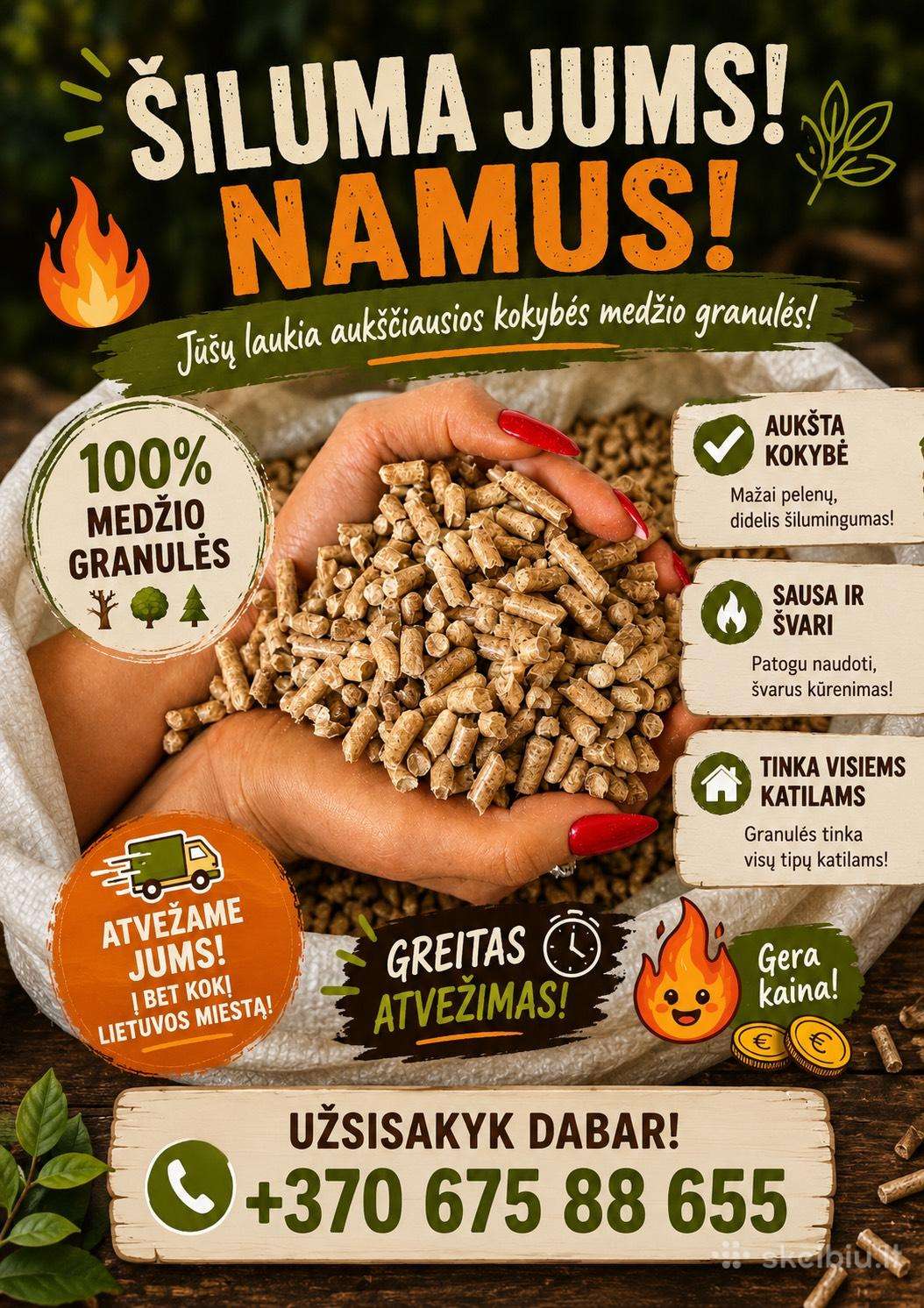 Gamintojas siulo Granulės, Briketus nuo 290€