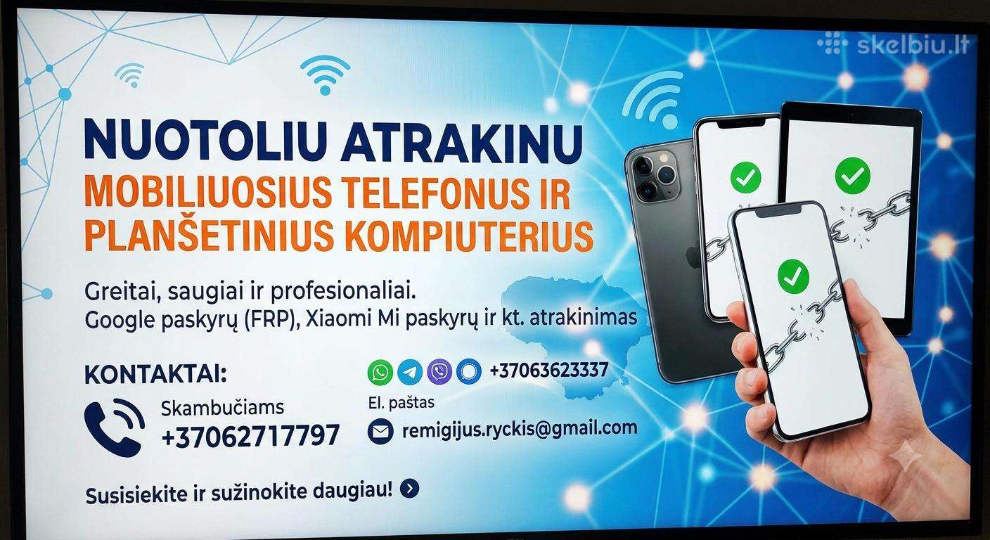 Nuotolinis telefonų bei planšečių Atrakinimas !