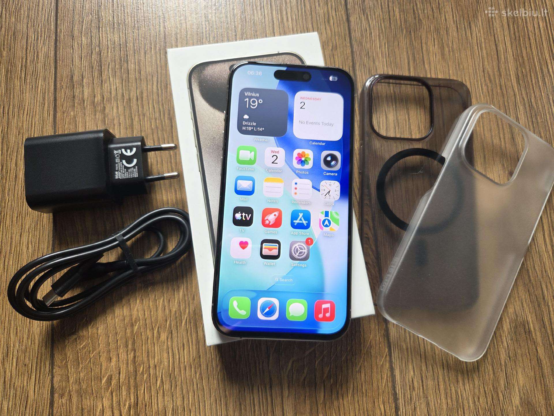 iPhone 15 Pro 128gb, baterija 92%, pilnu komplektu