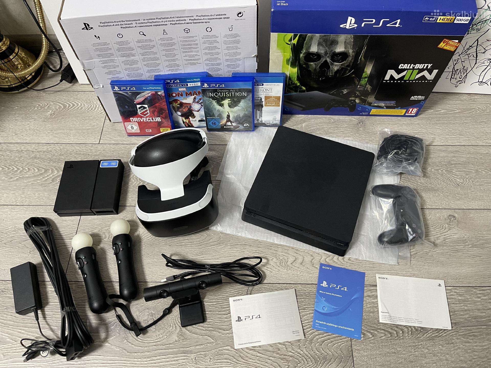 Ps4 Slim + Psvr Pilnas rinkinys + 4 žaidimai