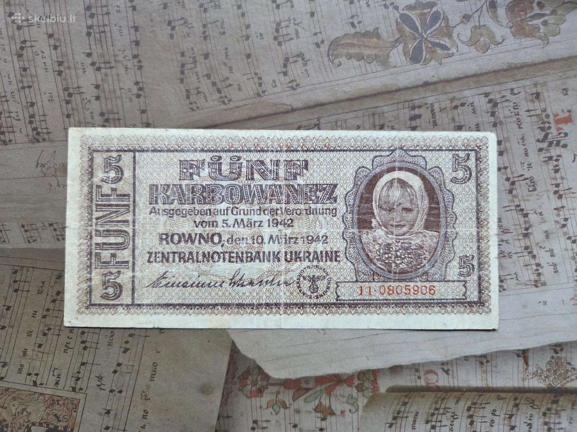 5 karbowanez 1942 Ukraina
