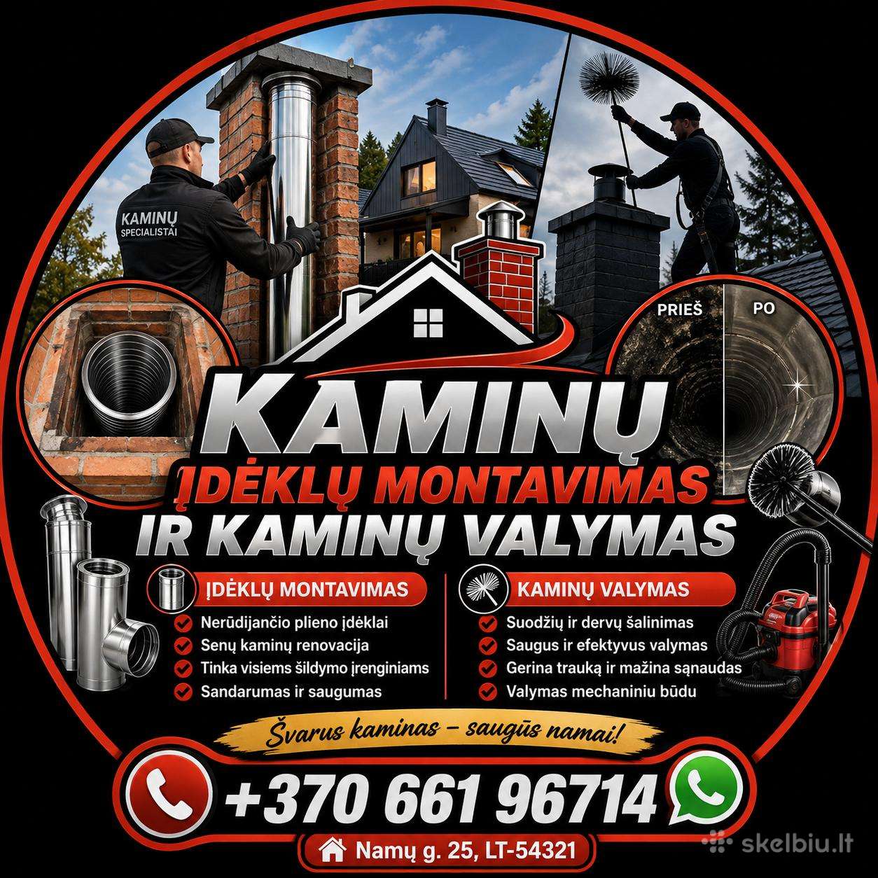 Kaminų valymas-indėklu montavimas