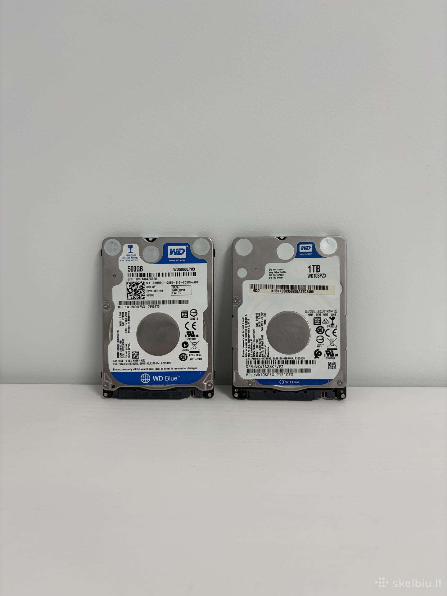 Wd Blue HDD kietieji diskai – 500 GB / 1 TB