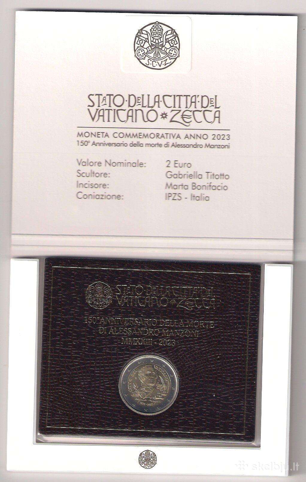 2 euro moneta Vatikanas 2023 Alessandro Manzoni