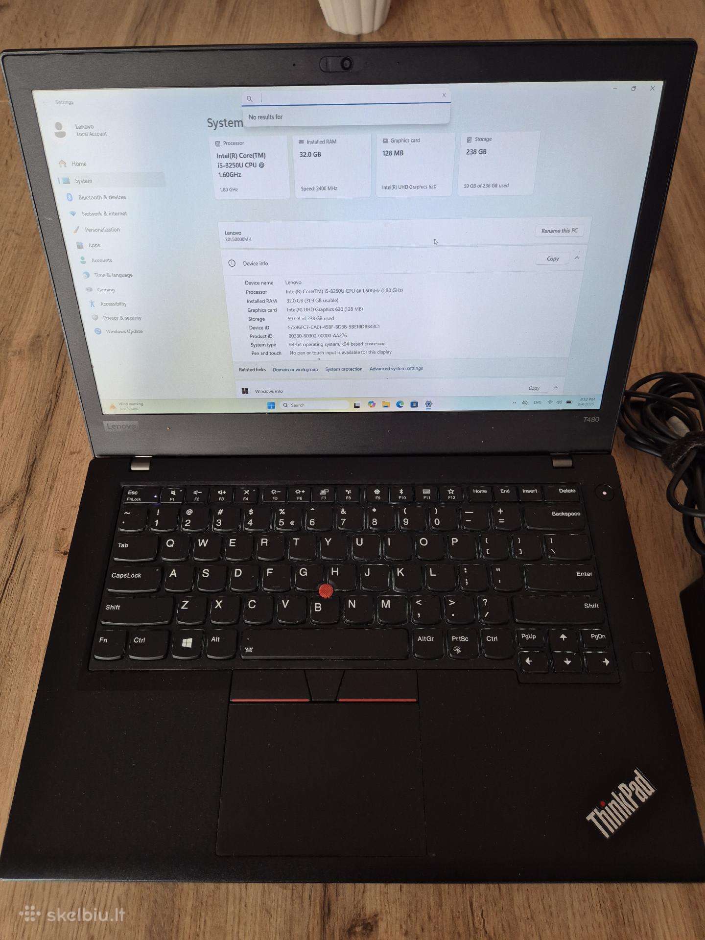 Lenovo Thinkpad t480 i5-8gen 32gb 256gb