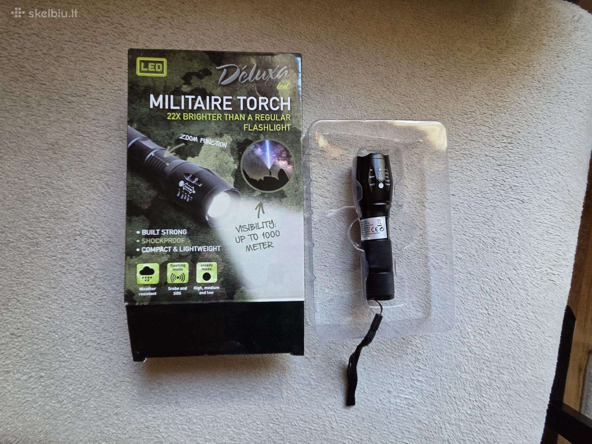 Taktinis LED prožektorius Deluxa Militaire Torch