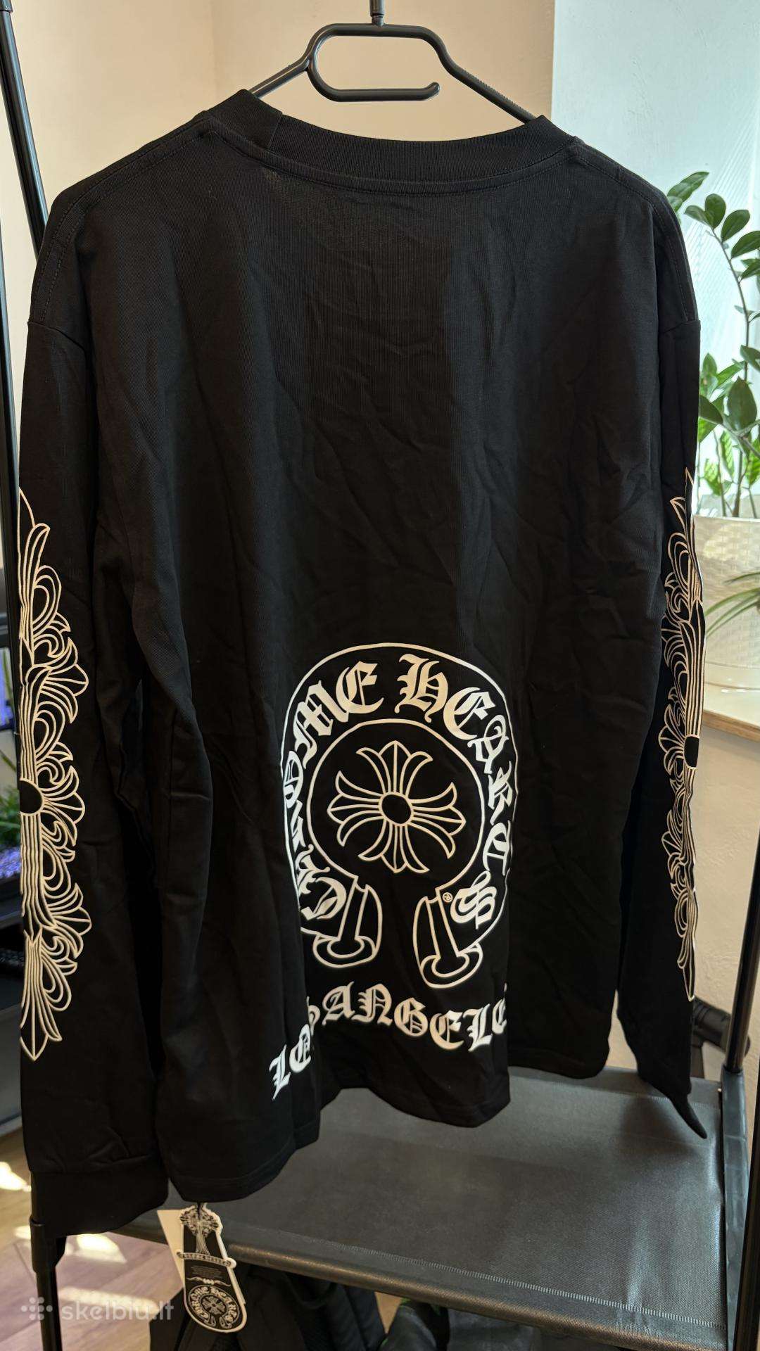 Chrome Hearts juodi marškinėliai ilgomis rankovėmi