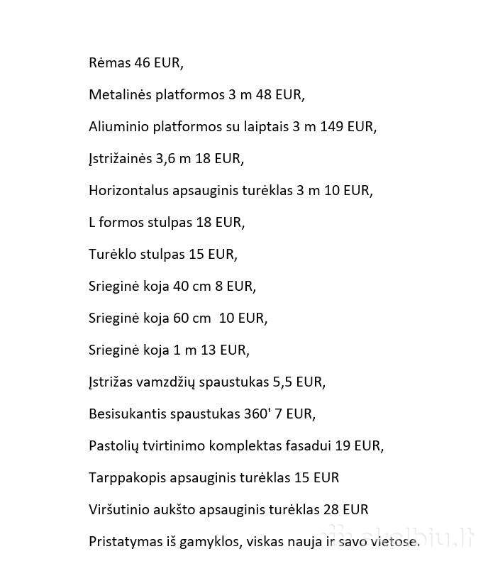 Parduodame naujas pastolių dalis