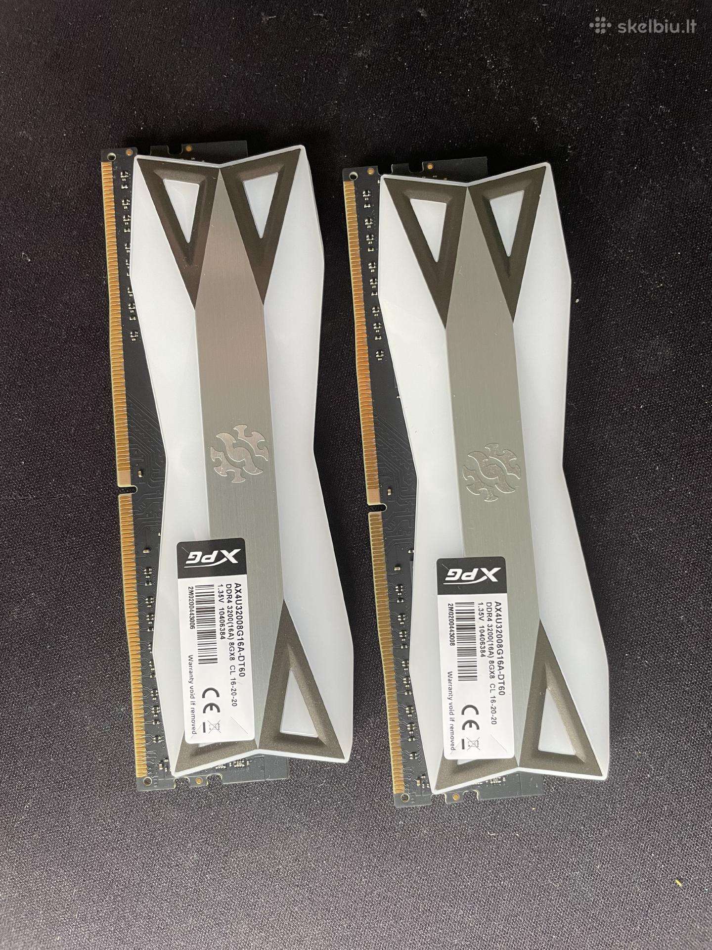 8 GB RAM (2vnt). Ddr4 3200 (16a) 8gx8 Cl 1.35v