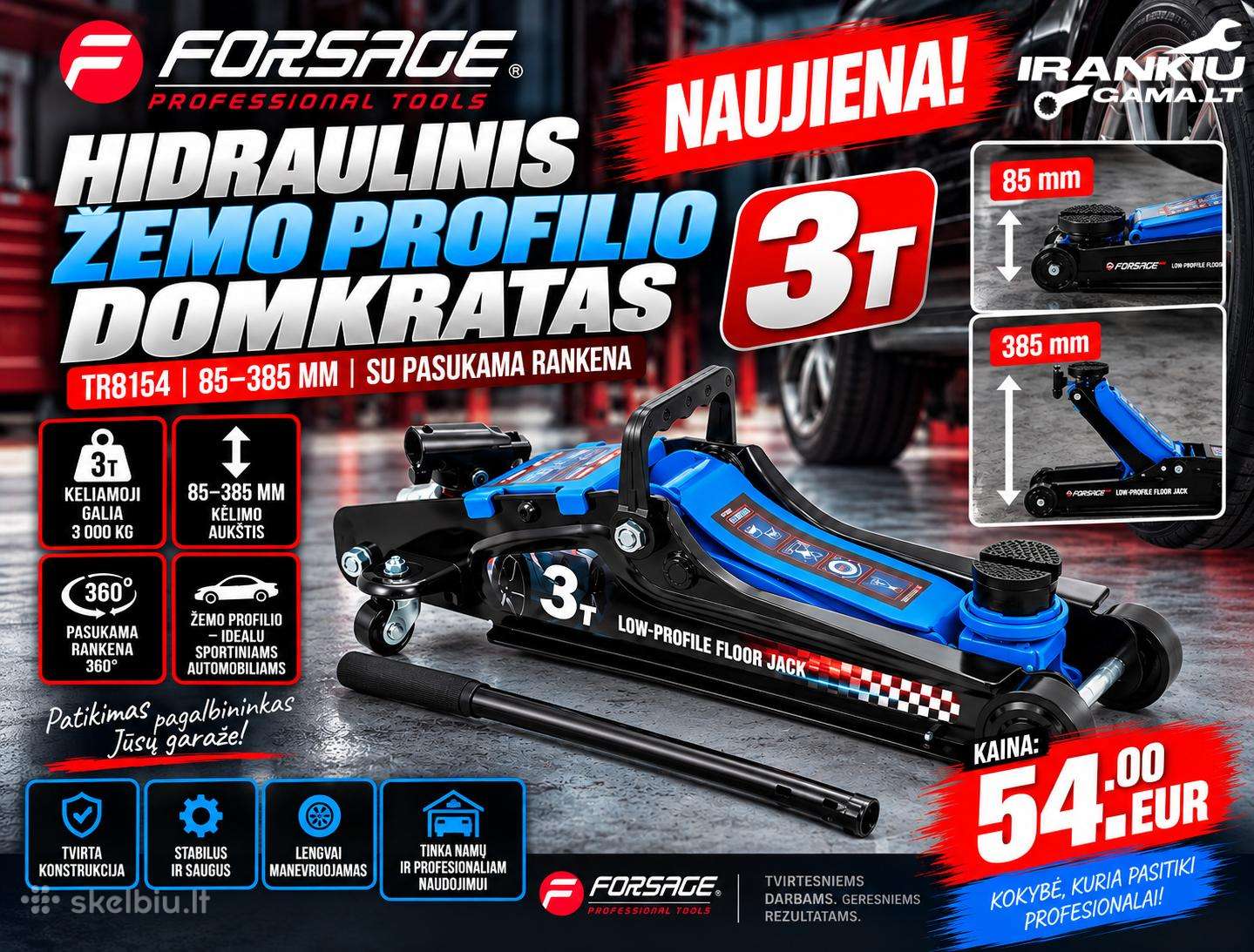 Domkratas Forsage 3t, 85–385 mm, Tr8154