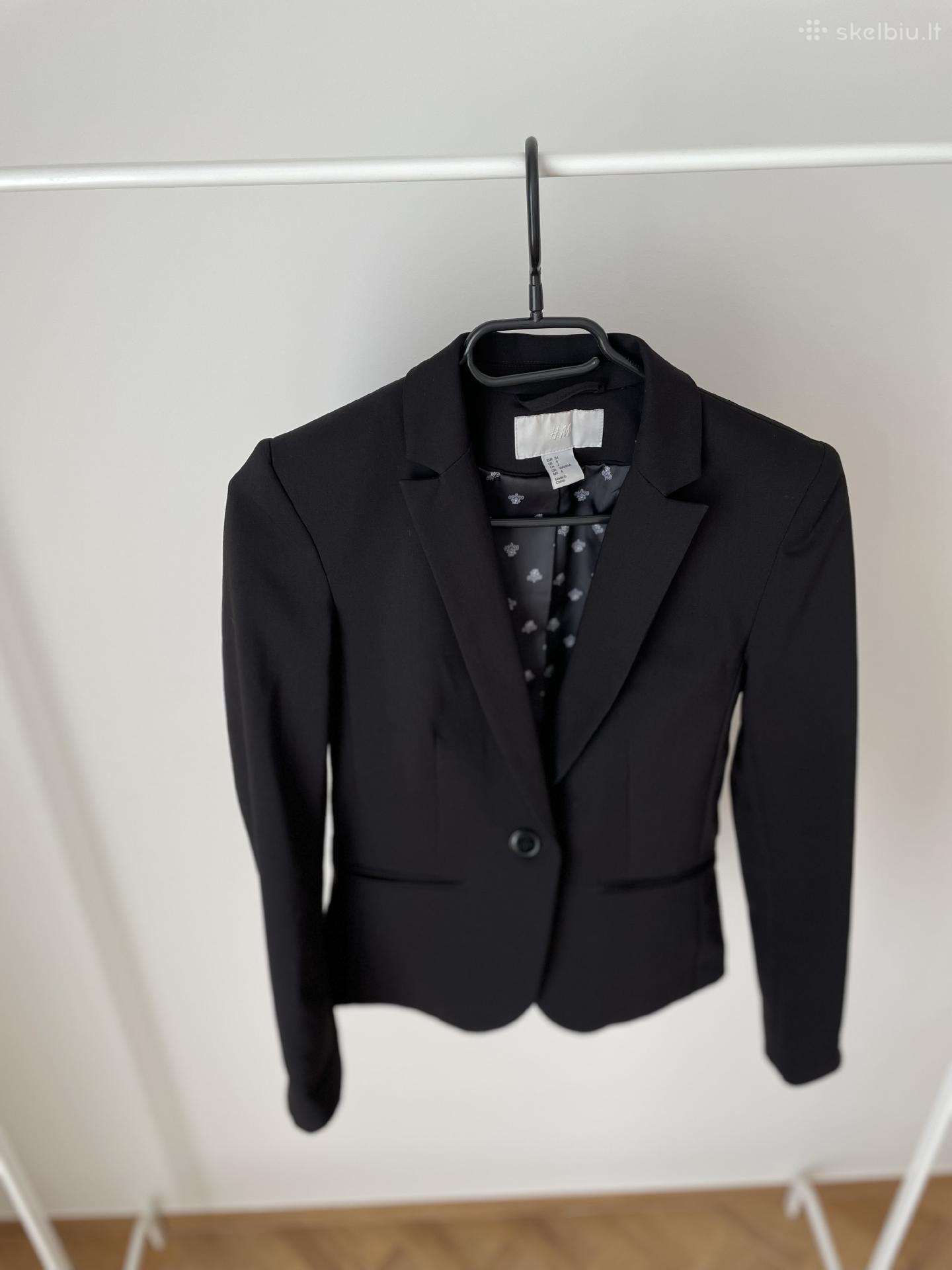 H&m juodas klasikinis švarkas 34 dydis