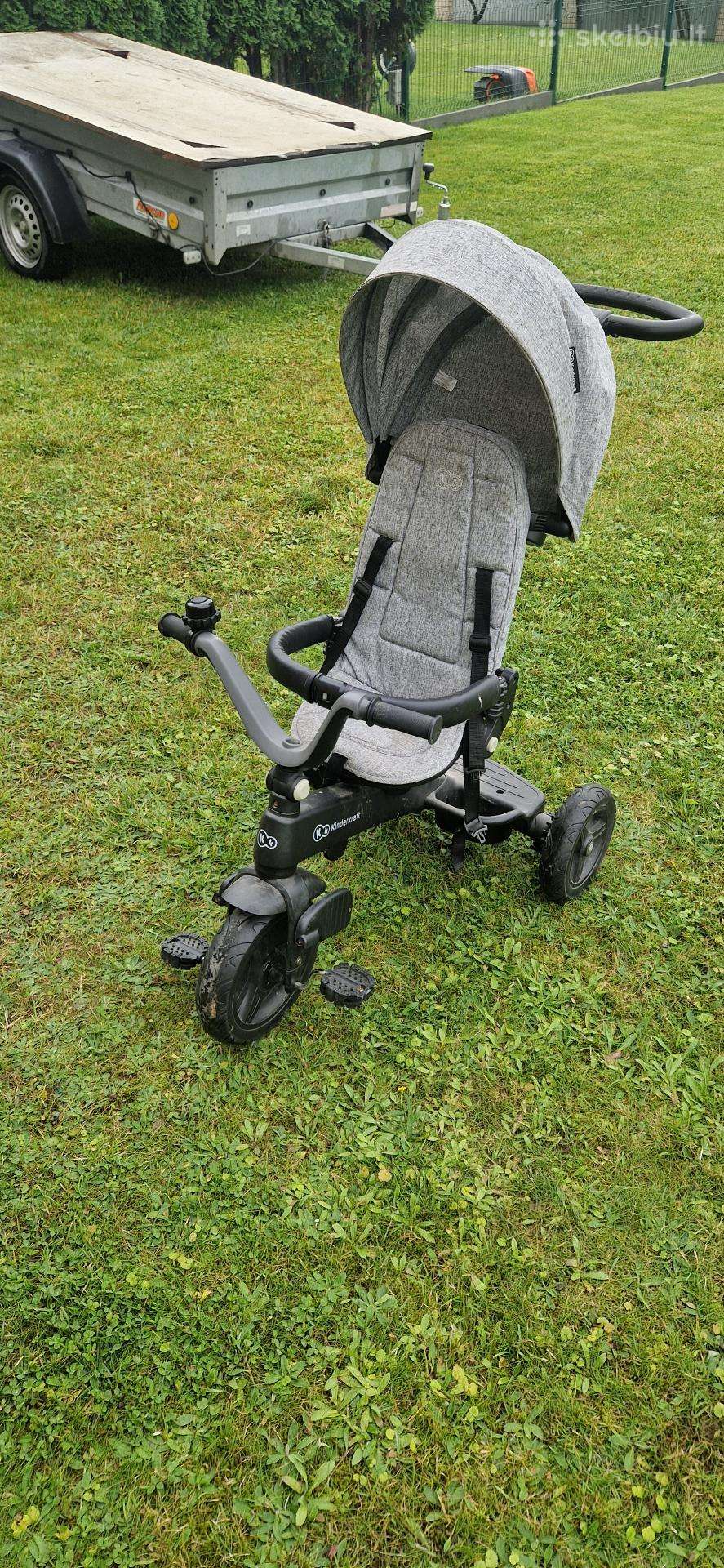 Triratukas-vežimėlis Kinderkraft (3-in-1), pilkas
