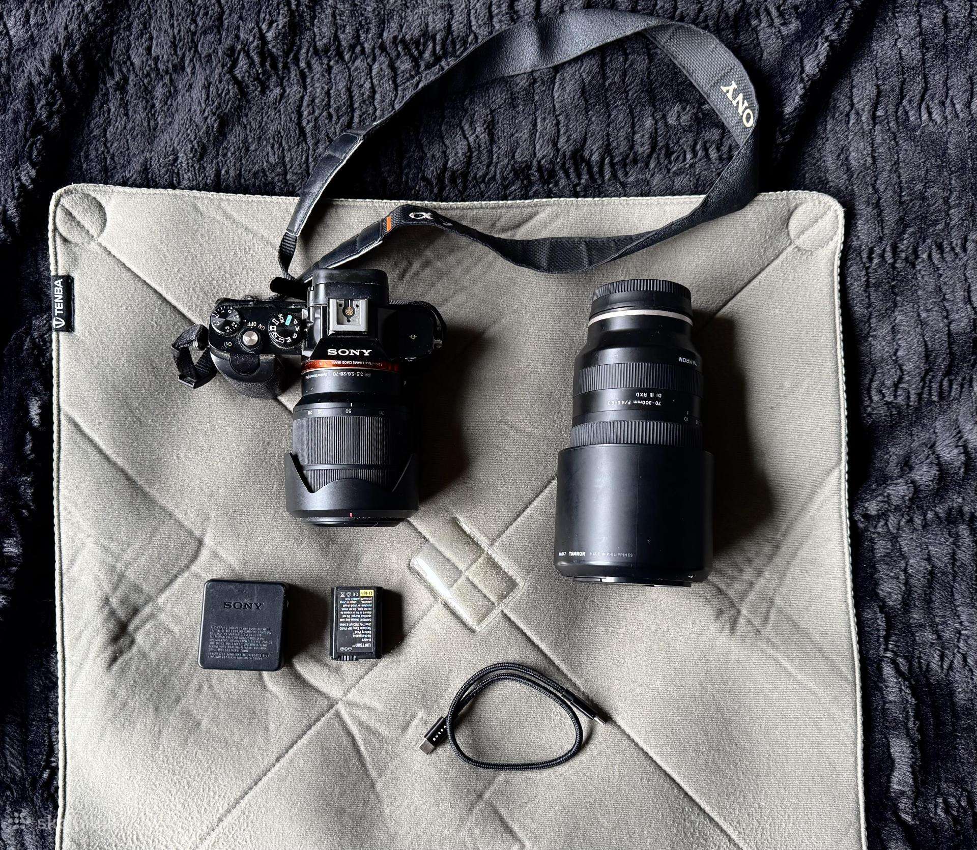 Sony A7 + Sony 28–70 ir Tamron 70–300 komplektas