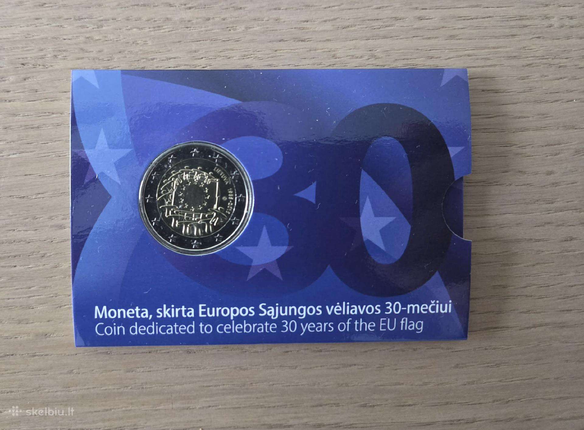 2 eurai moneta Es vėliava