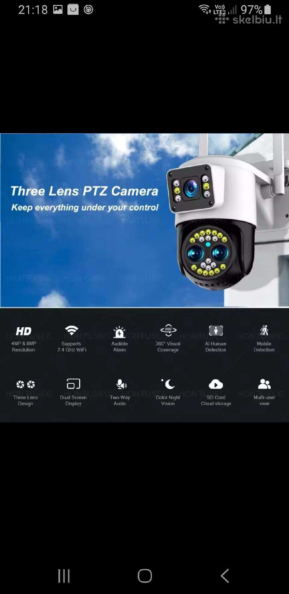 WiFi 8mp trijų objektyvų kamera