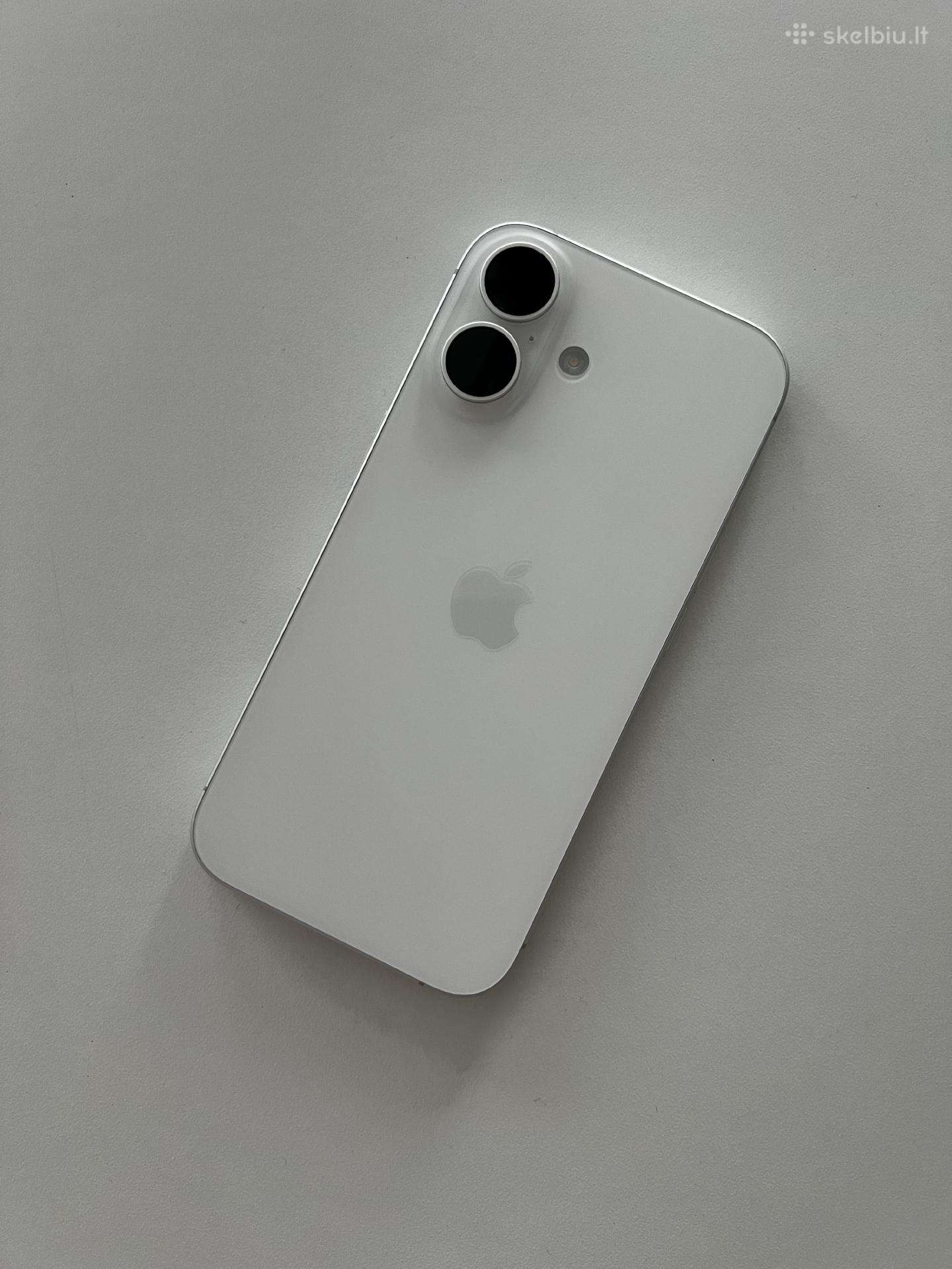 iPhone 16 128gb White / Baltas (+ 2 Burga dėklai)