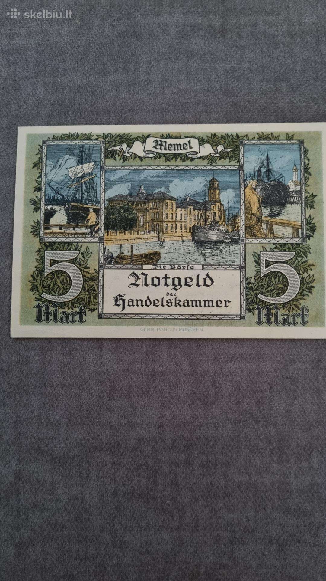 1922 m. Memel (Klaipėda) 5 markių banknotas