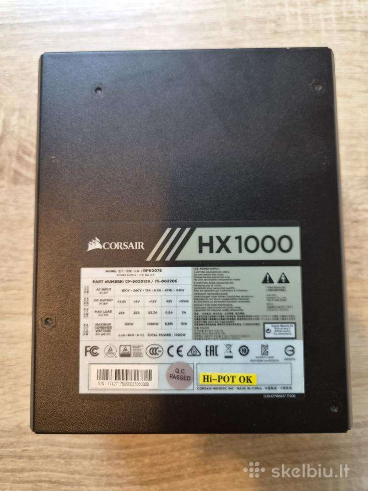 Corsair Hx1000 80 Plus Platinum maitinimo blokas