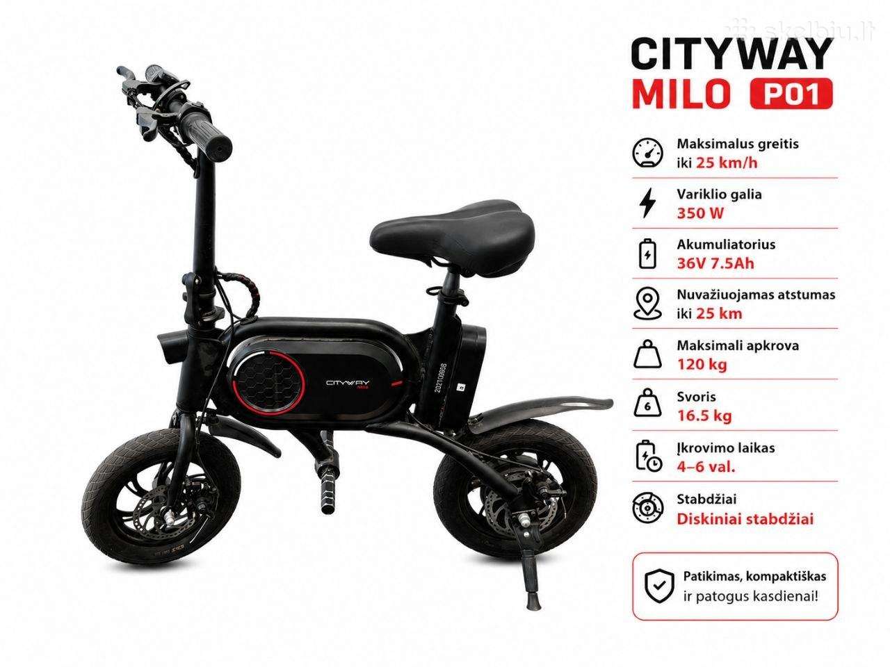 Cityway Milo P01 Elektrinis dviratis