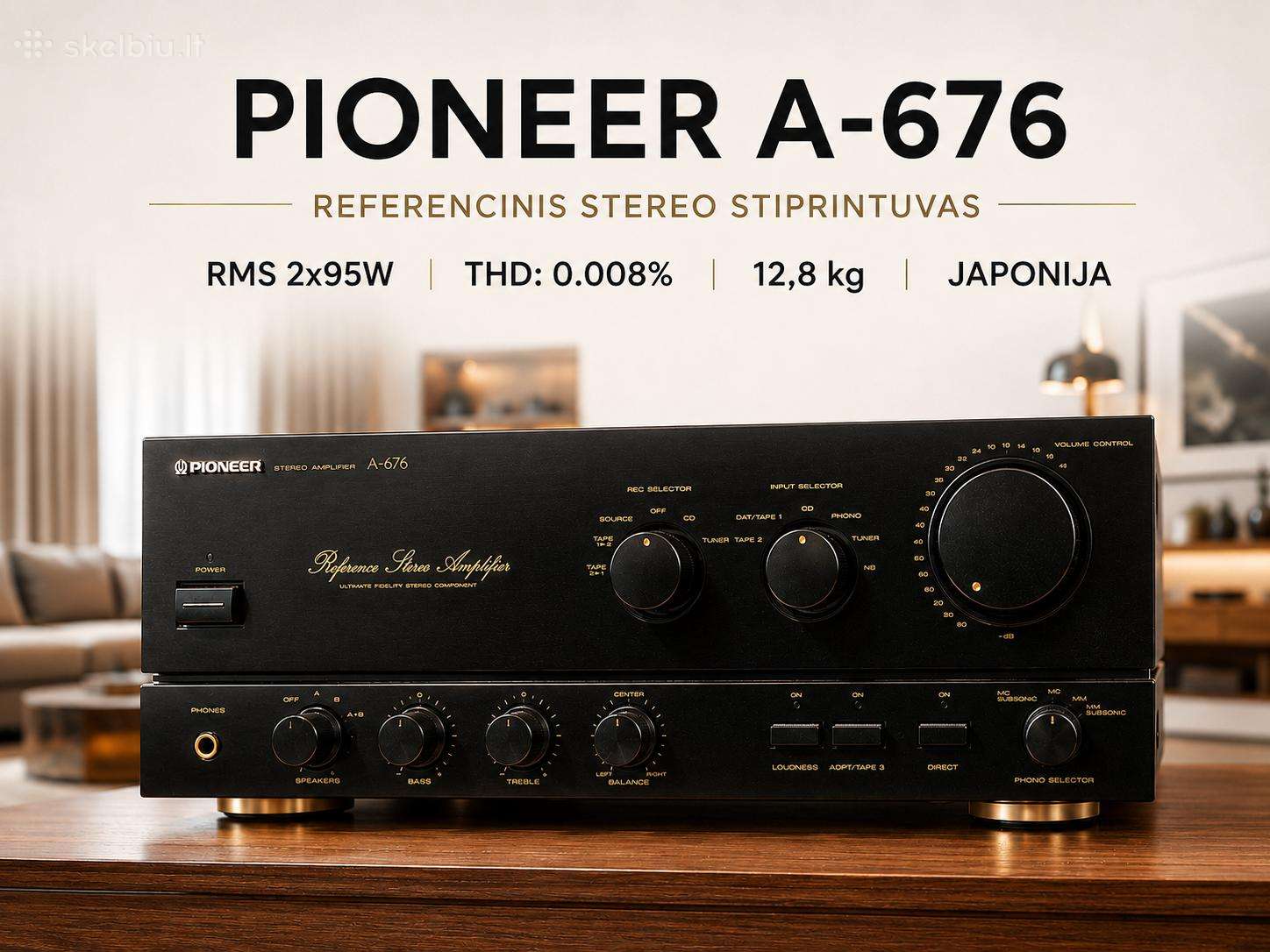 Pioneer A676 Rms 2x95w Thd: 0.008% 12,8kg Japonija