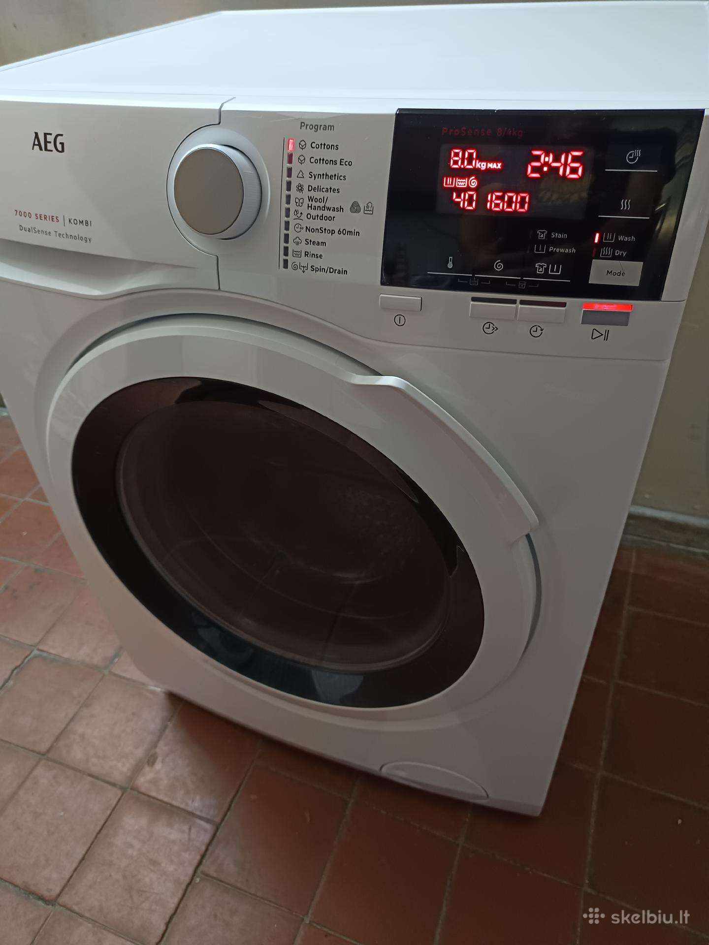 Aeg 8 kg 1600' su džiovintuvu ir garantija