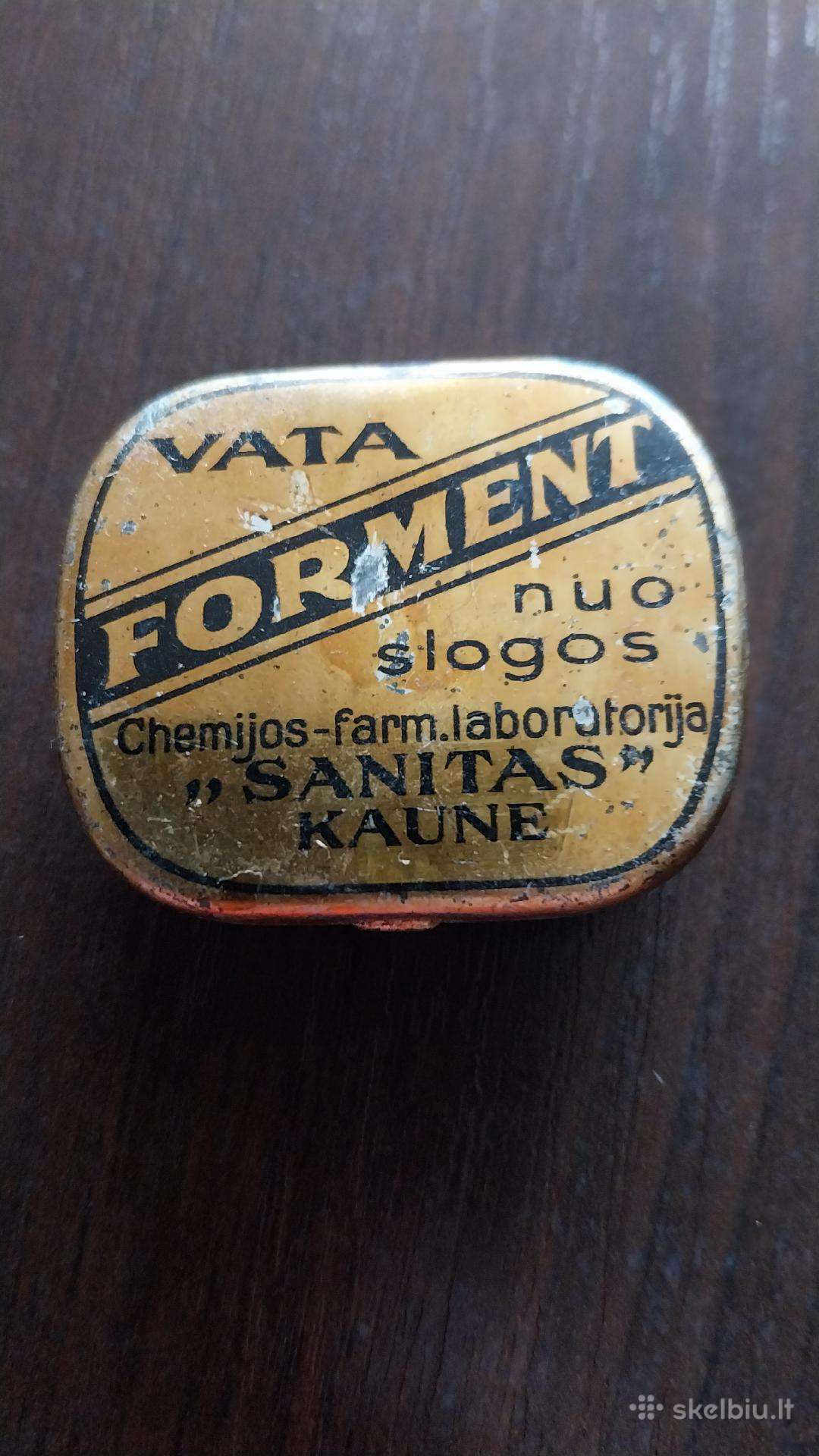 Tarpukario Lietuva.skardinė dėžutė "Forment"