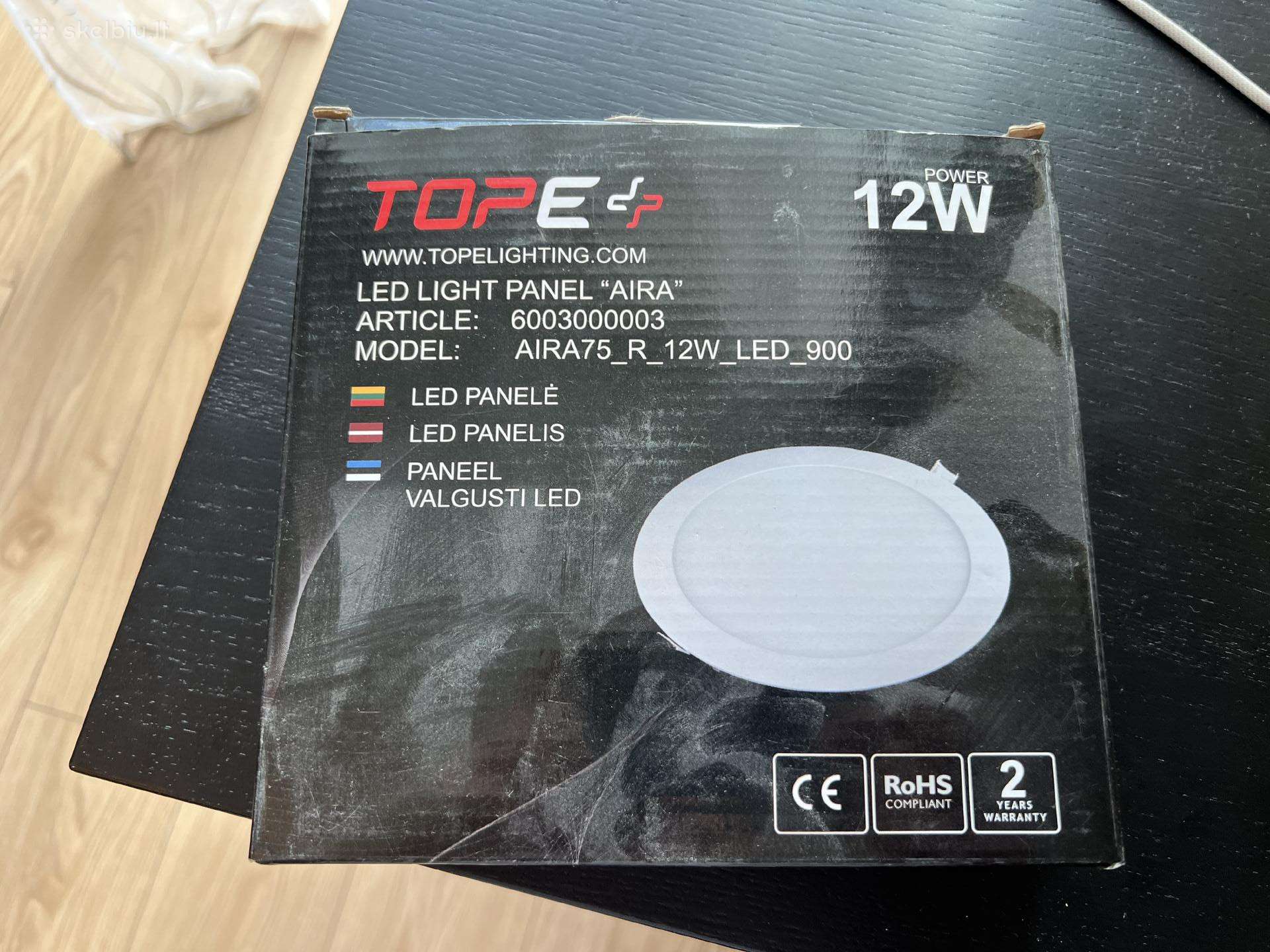 Įmontuojamas LED šviestuvas Tope Aira 12w, integru