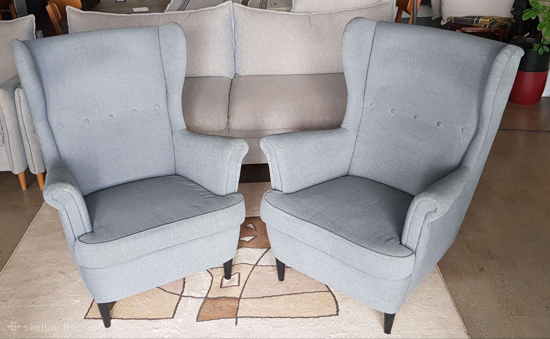 Du pilki Ikea foteliai (krėslai) geros būklės