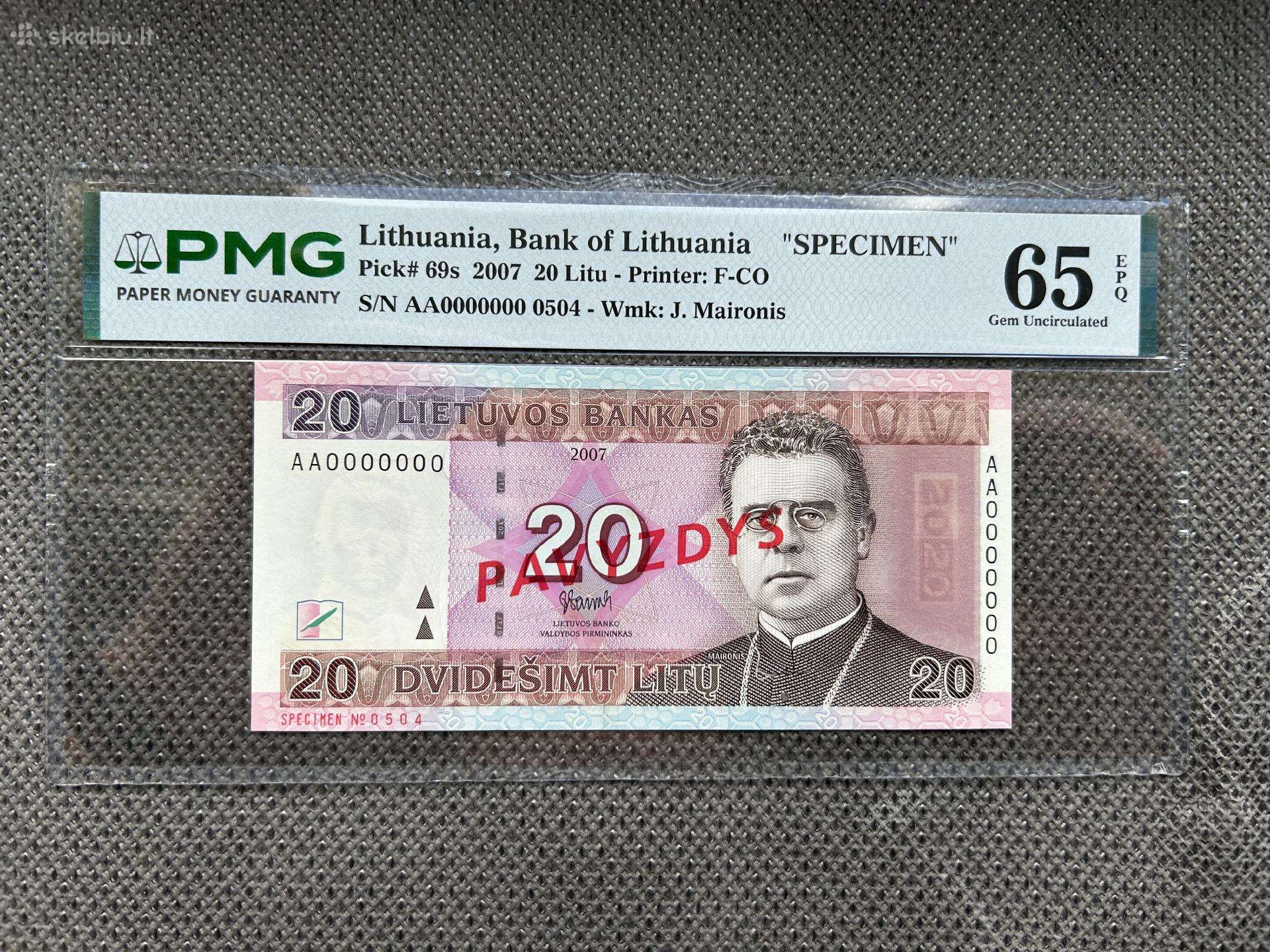 Parduodami 20 Litai 2007 m. Pavyzdys Pmg65